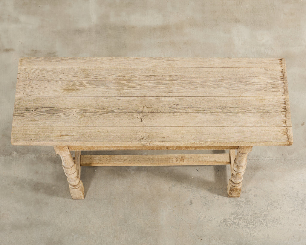 20th Century Country French Bleached Oak Trestle Dining Table