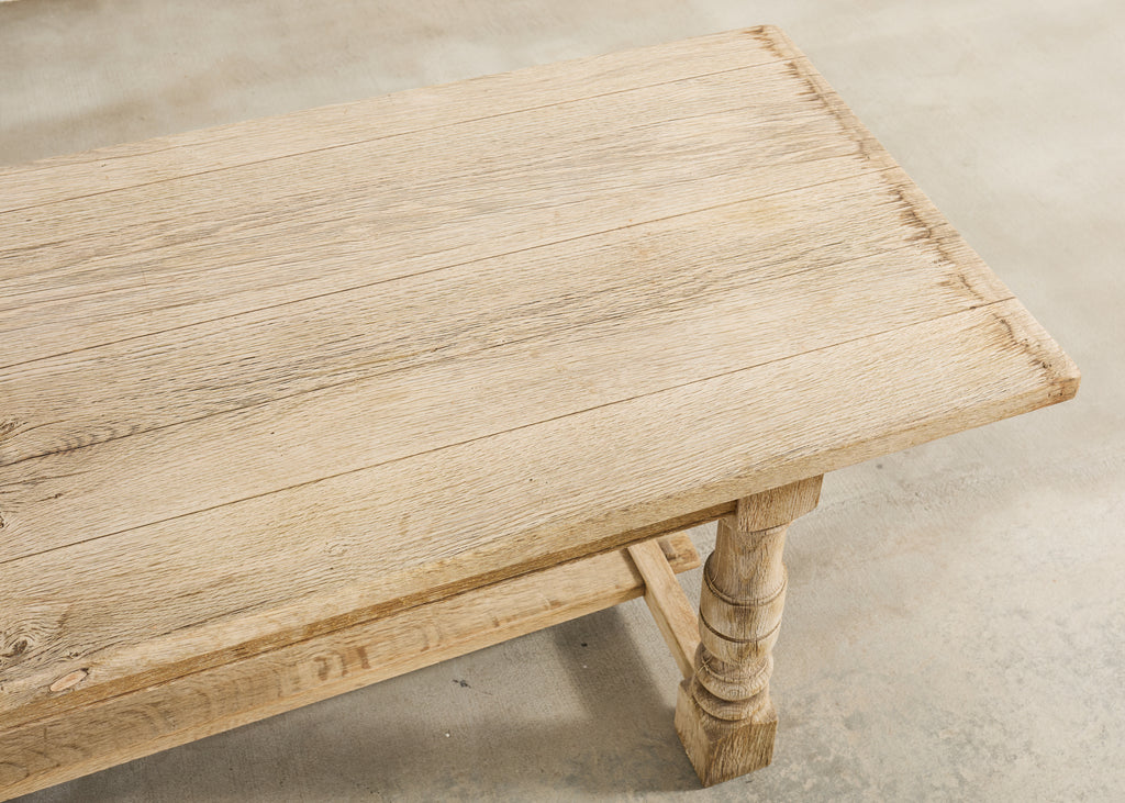 20th Century Country French Bleached Oak Trestle Dining Table