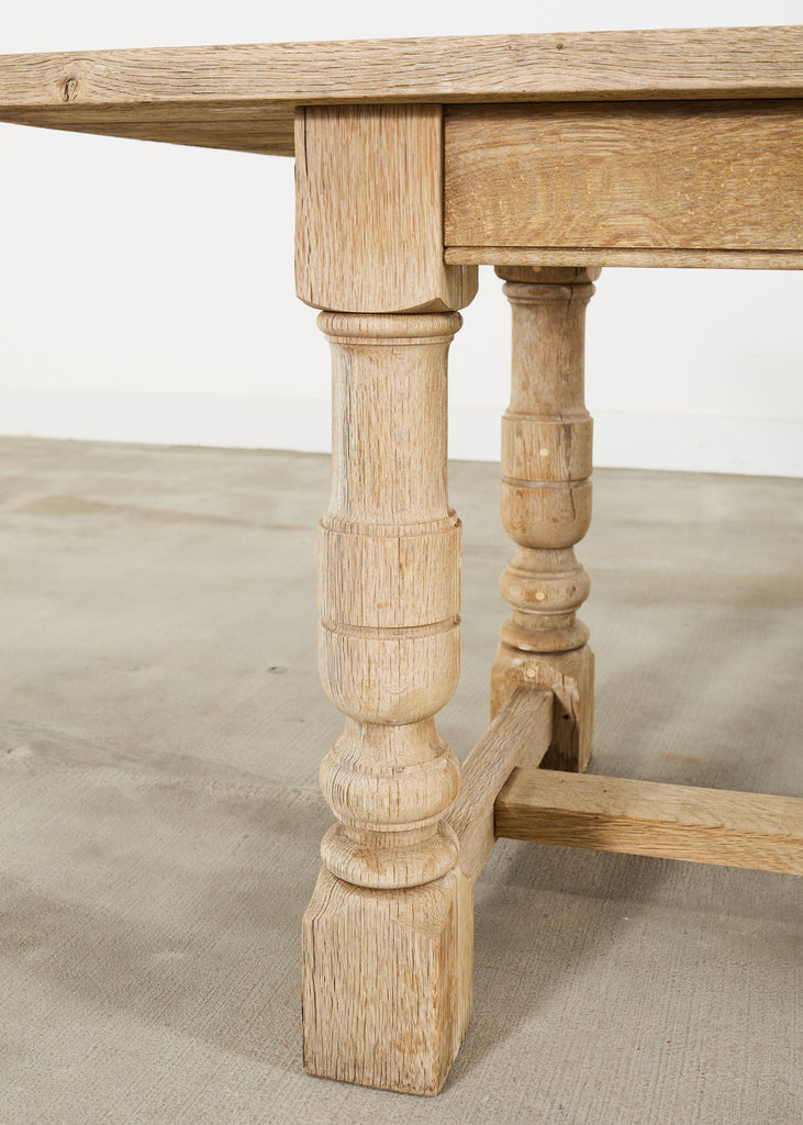 20th Century Country French Bleached Oak Trestle Dining Table