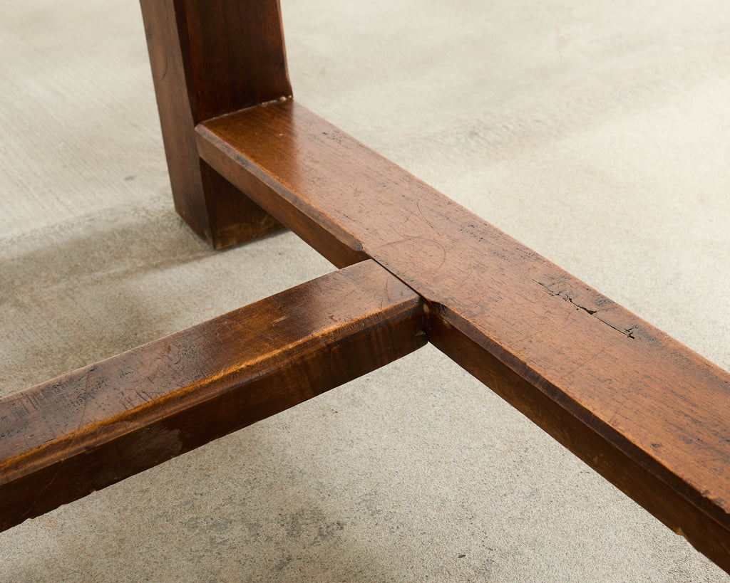 Country French Farmhouse Mahogany Trestle Dining Table