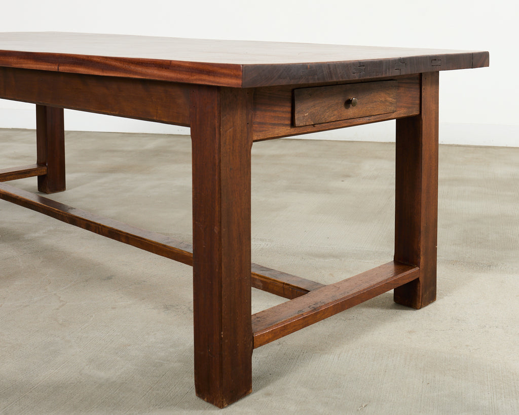 Country French Farmhouse Mahogany Trestle Dining Table