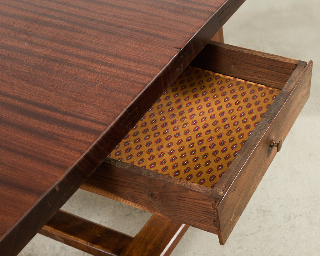 Country French Farmhouse Mahogany Trestle Dining Table