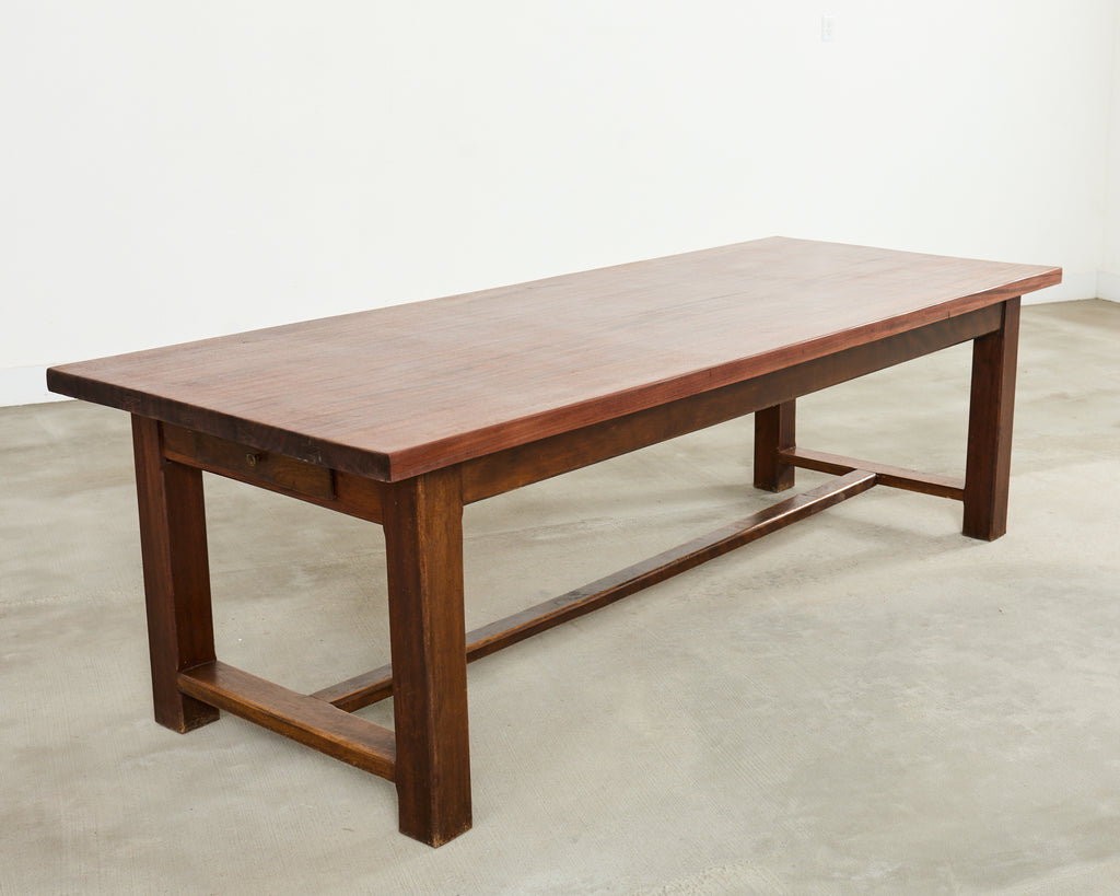 Country French Farmhouse Mahogany Trestle Dining Table