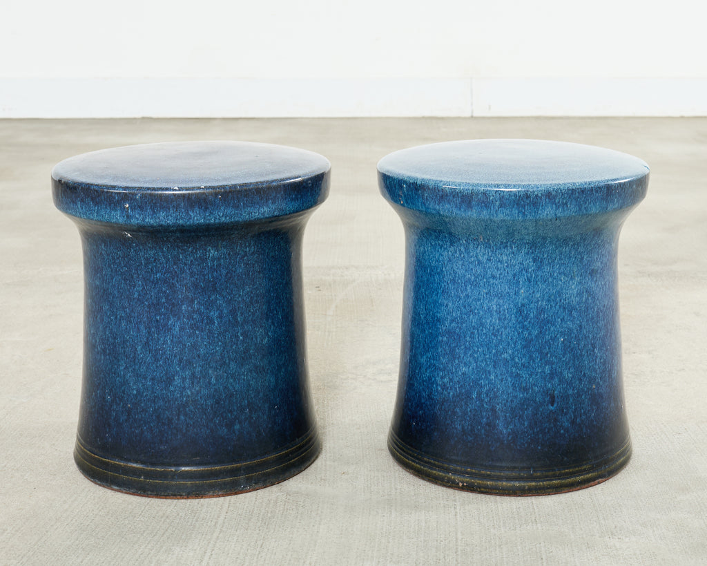 Japanese Showa Ceramic Tea Garden Dining Table and Stools