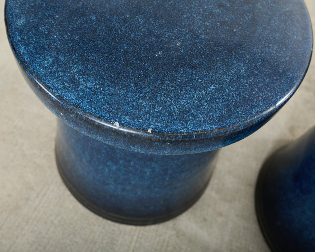 Japanese Showa Ceramic Tea Garden Dining Table and Stools