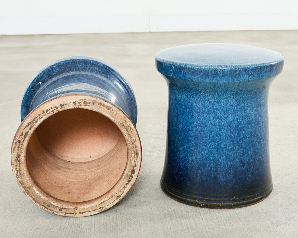 Japanese Showa Ceramic Tea Garden Dining Table and Stools