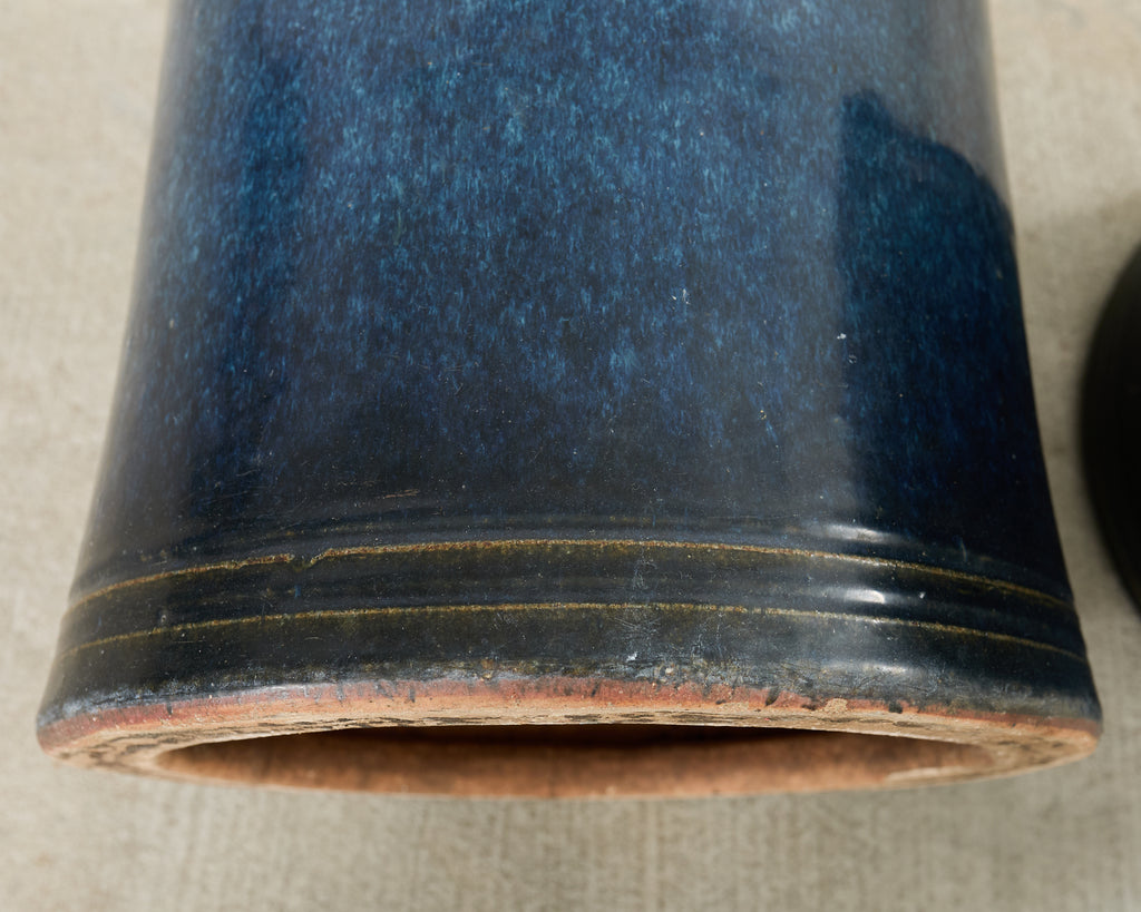 Japanese Showa Ceramic Tea Garden Dining Table and Stools