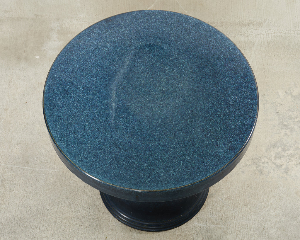 Japanese Showa Ceramic Tea Garden Dining Table and Stools