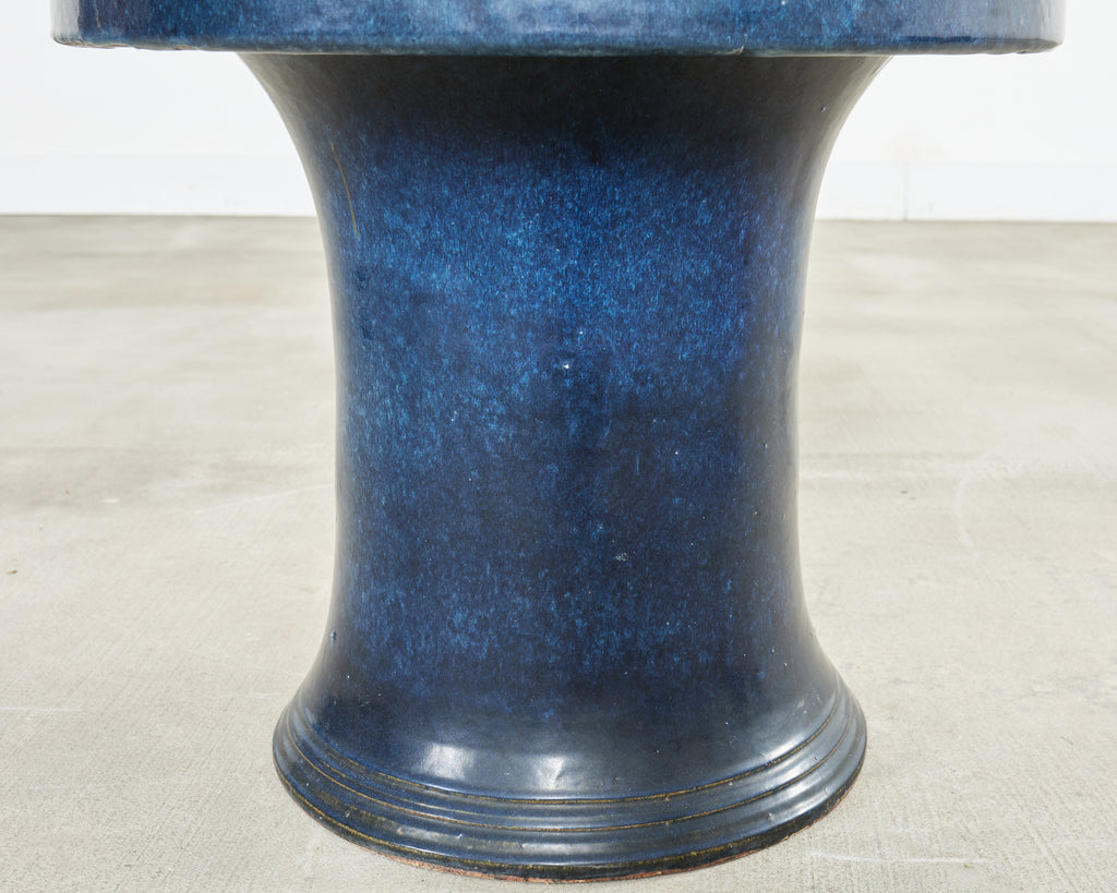 Japanese Showa Ceramic Tea Garden Dining Table and Stools