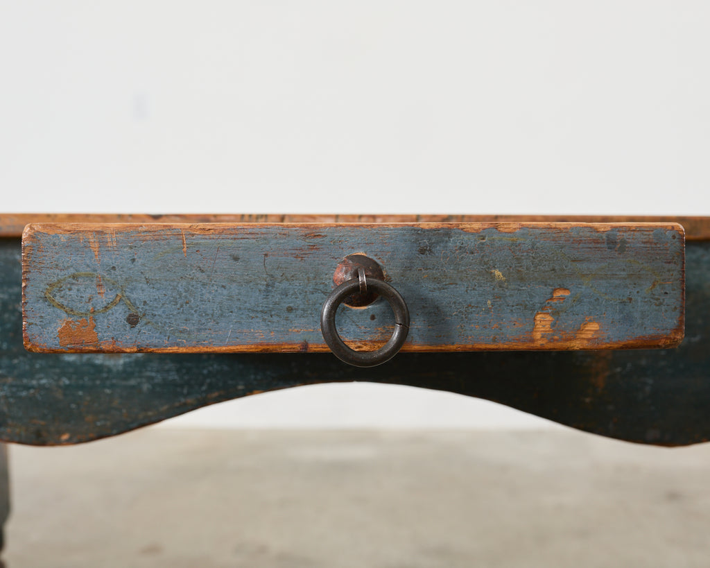 Distressed Country Farmhouse Painted Pine Work Dining Table