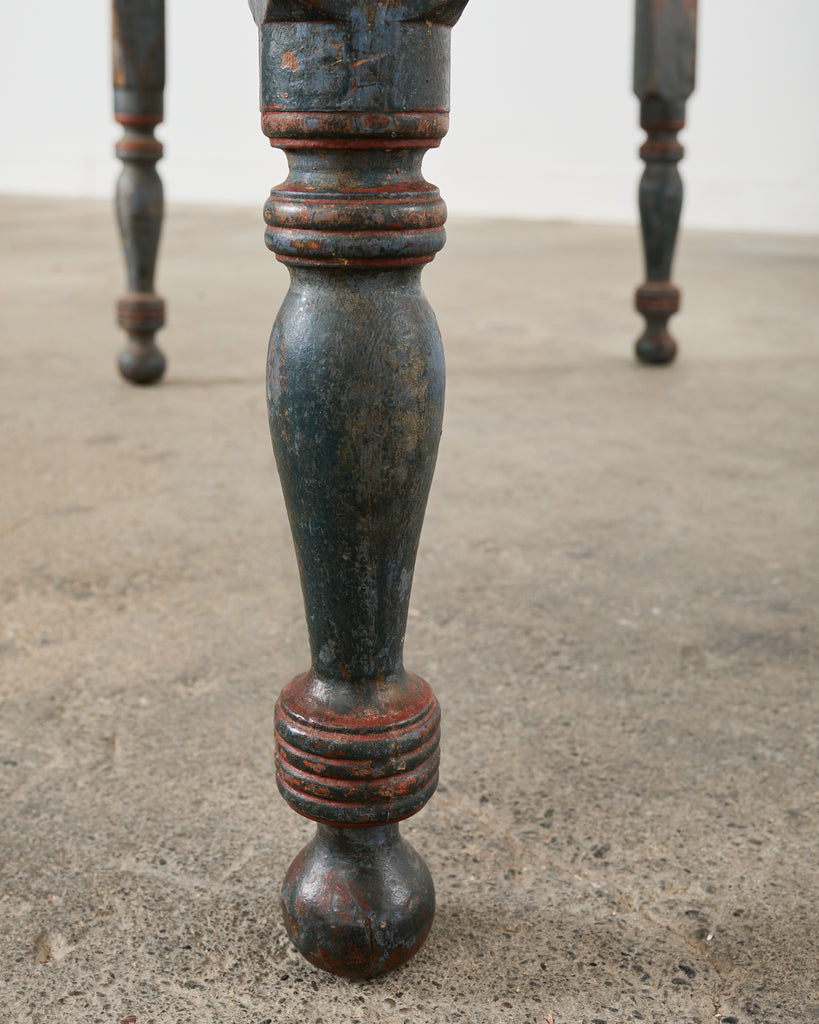 Distressed Country Farmhouse Painted Pine Work Dining Table