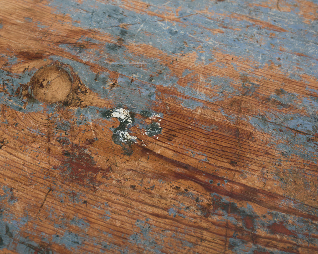 Distressed Country Farmhouse Painted Pine Work Dining Table
