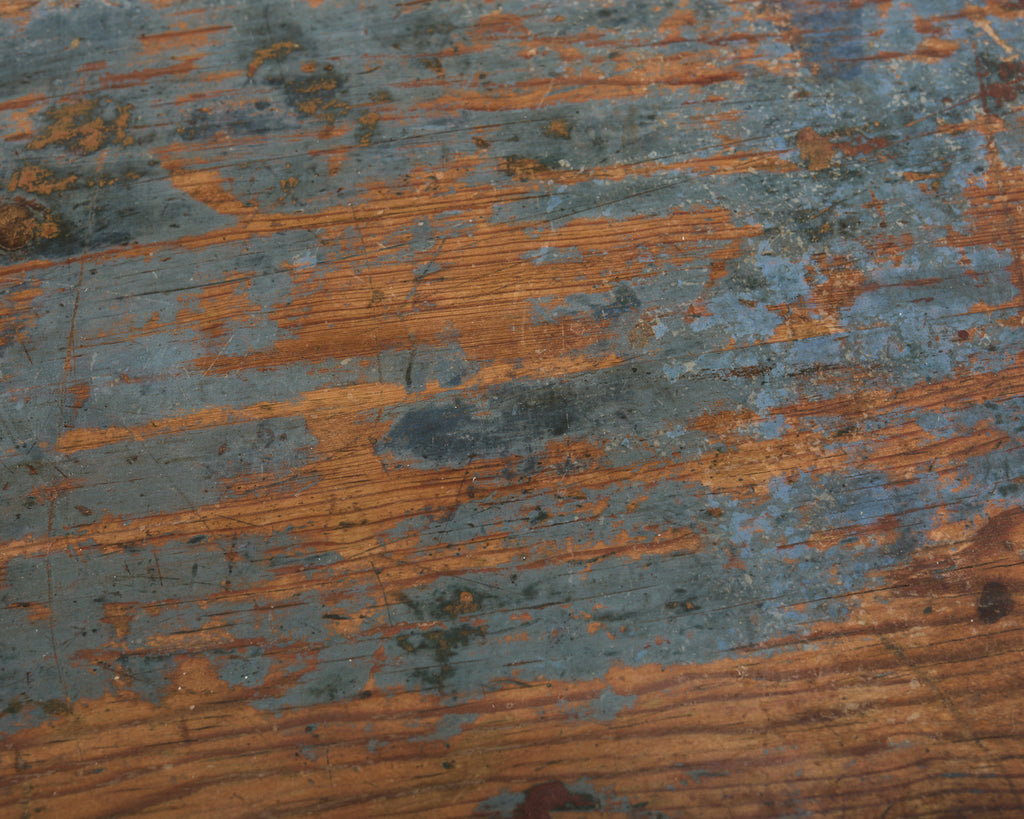 Distressed Country Farmhouse Painted Pine Work Dining Table