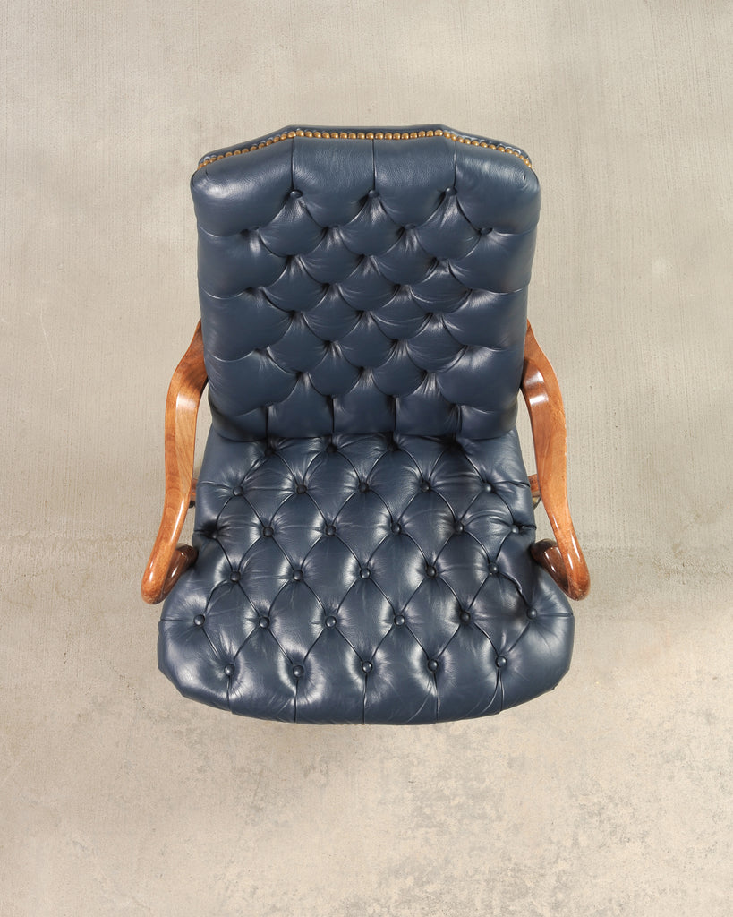 English Regency Style Tufted Leather Executive Office Chair