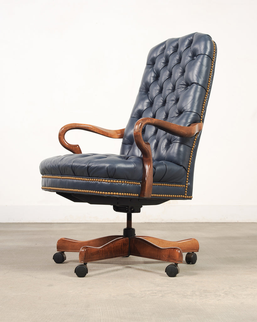 English Regency Style Tufted Leather Executive Office Chair