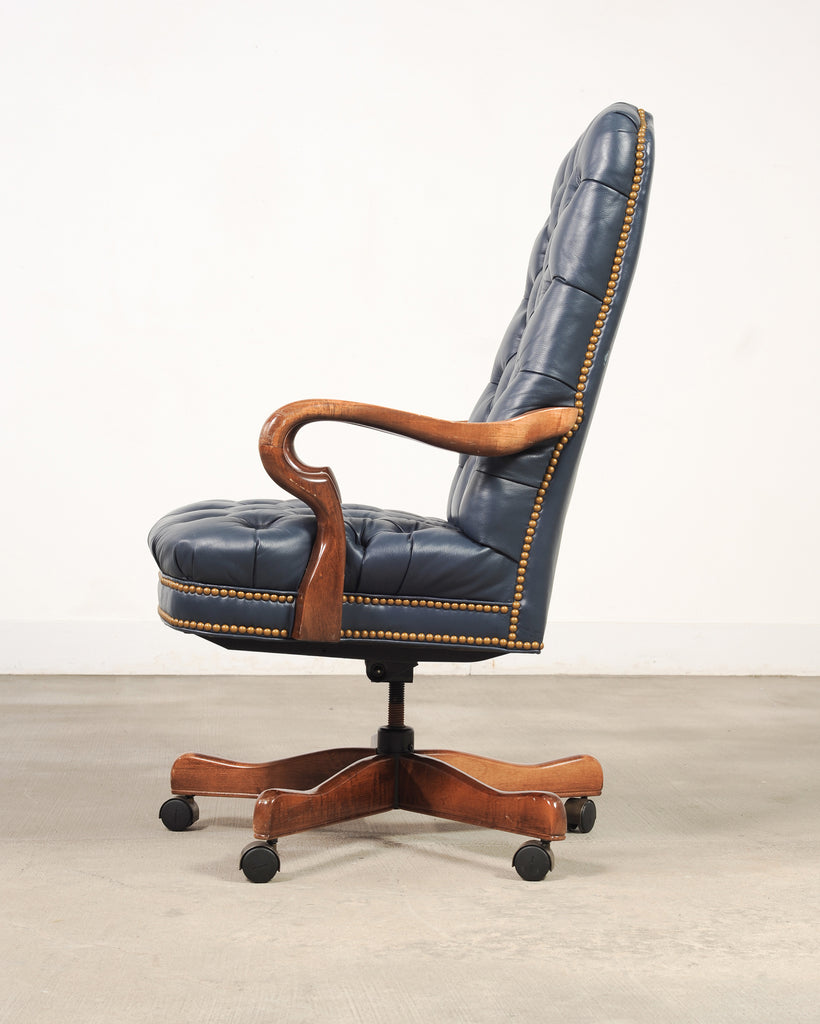 English Regency Style Tufted Leather Executive Office Chair