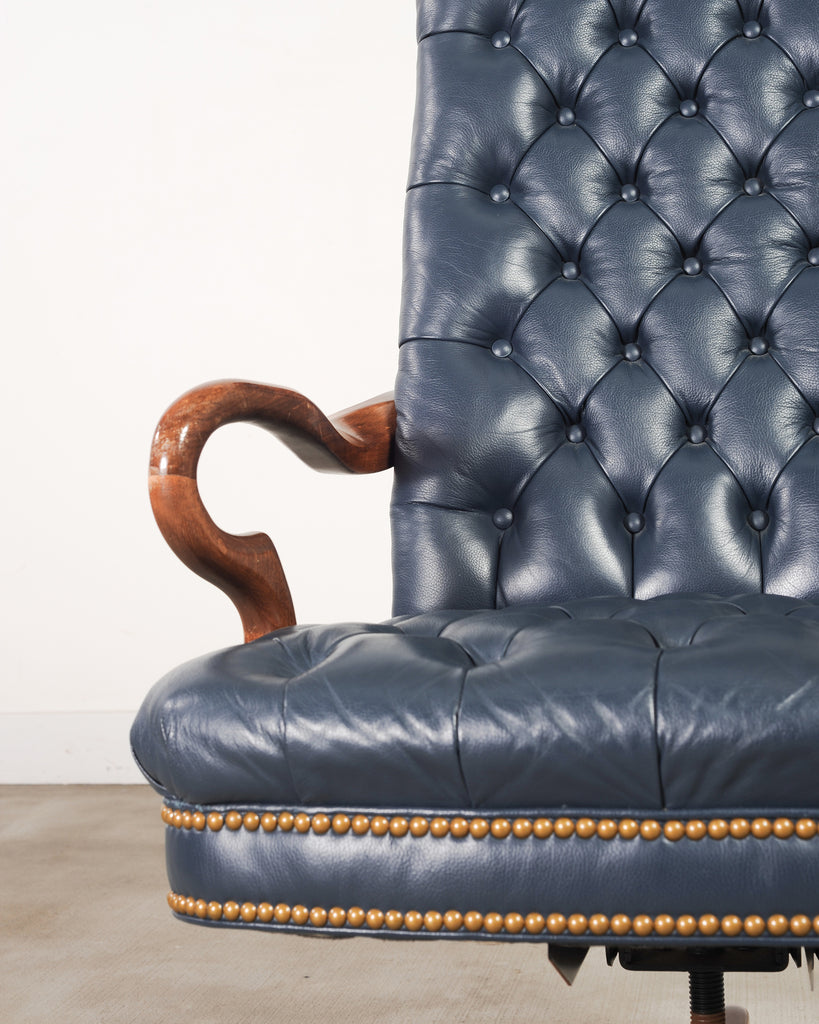 English Regency Style Tufted Leather Executive Office Chair