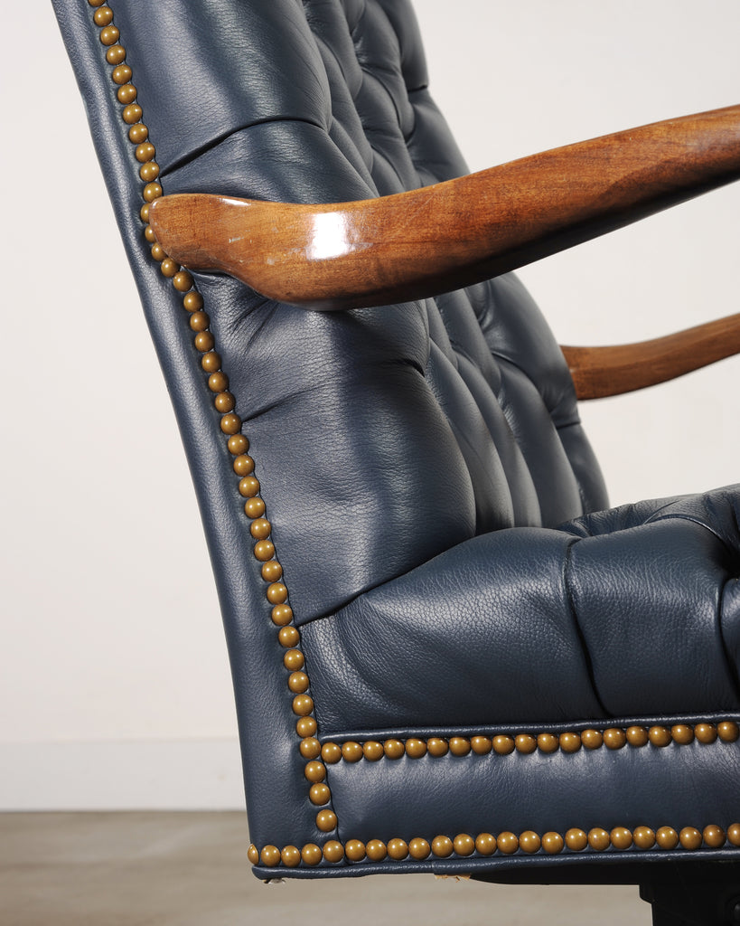 English Regency Style Tufted Leather Executive Office Chair