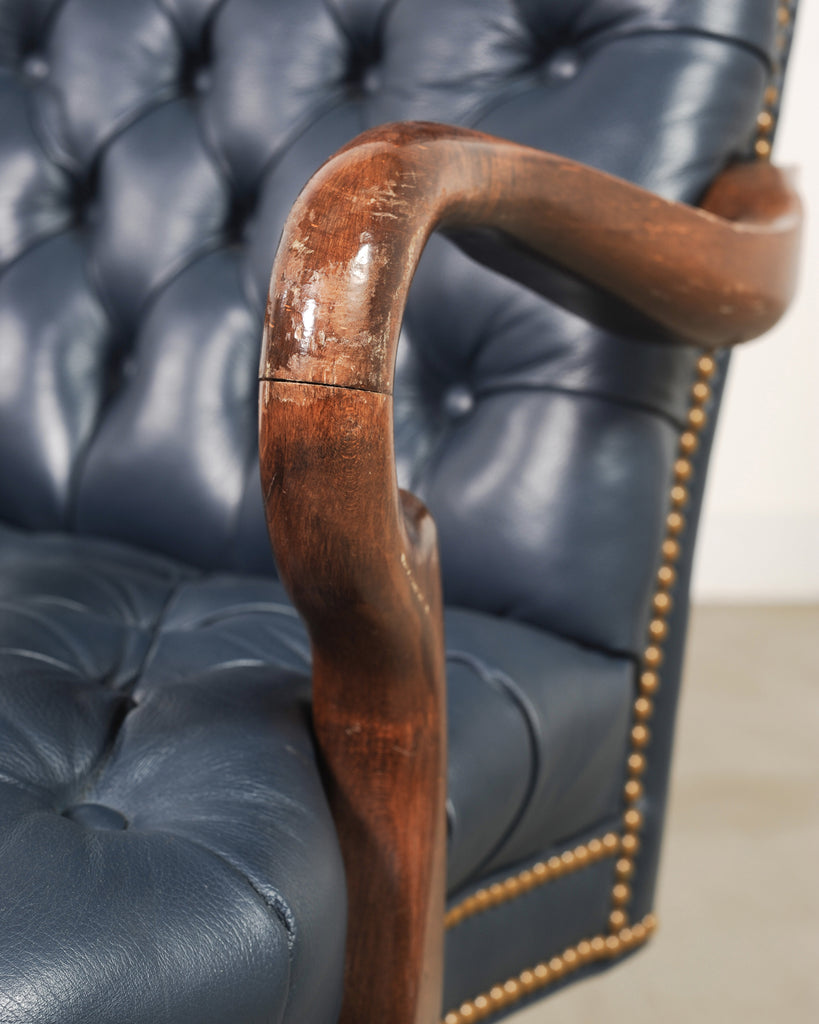 English Regency Style Tufted Leather Executive Office Chair