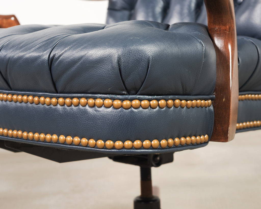 English Regency Style Tufted Leather Executive Office Chair