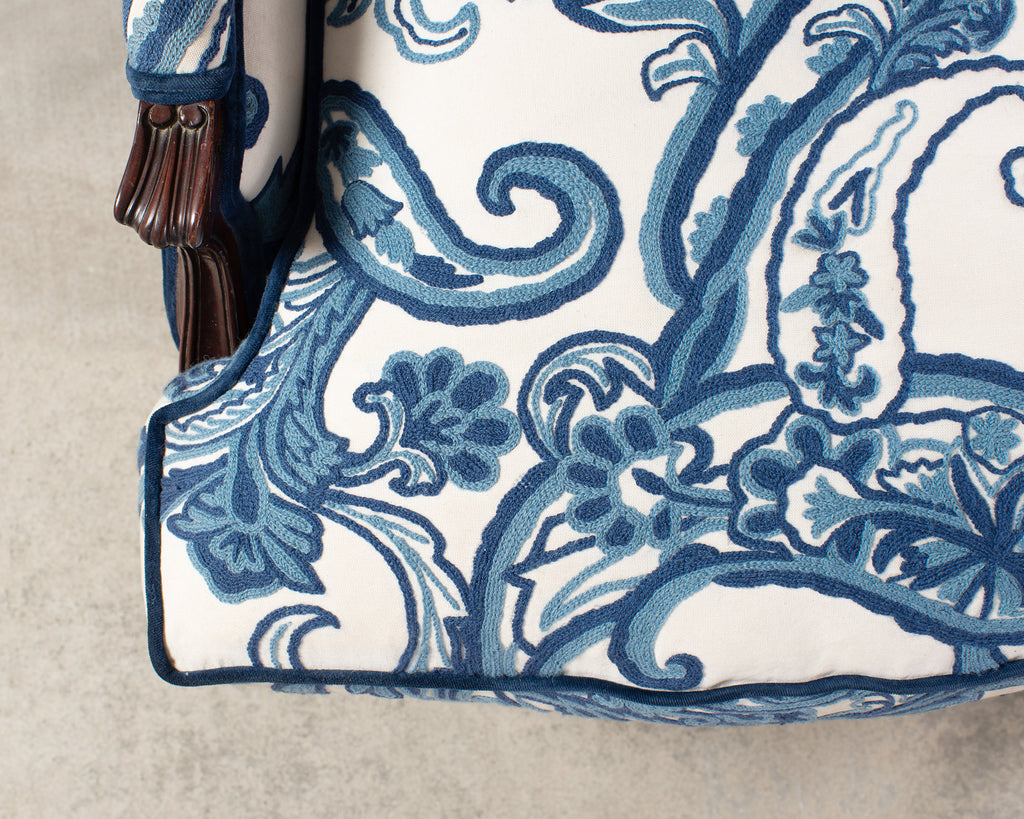 Louis XV Style Wingback Bergere á Oreilles Crewel Work