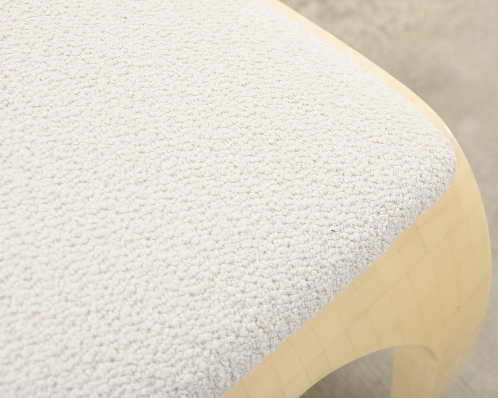 Enrique Garcel Colombian Tessellated Bone Chair with Bouclé