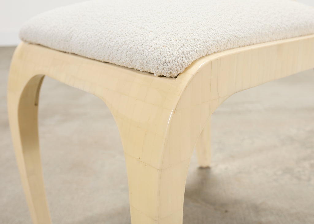 Enrique Garcel Colombian Tessellated Bone Chair with Bouclé