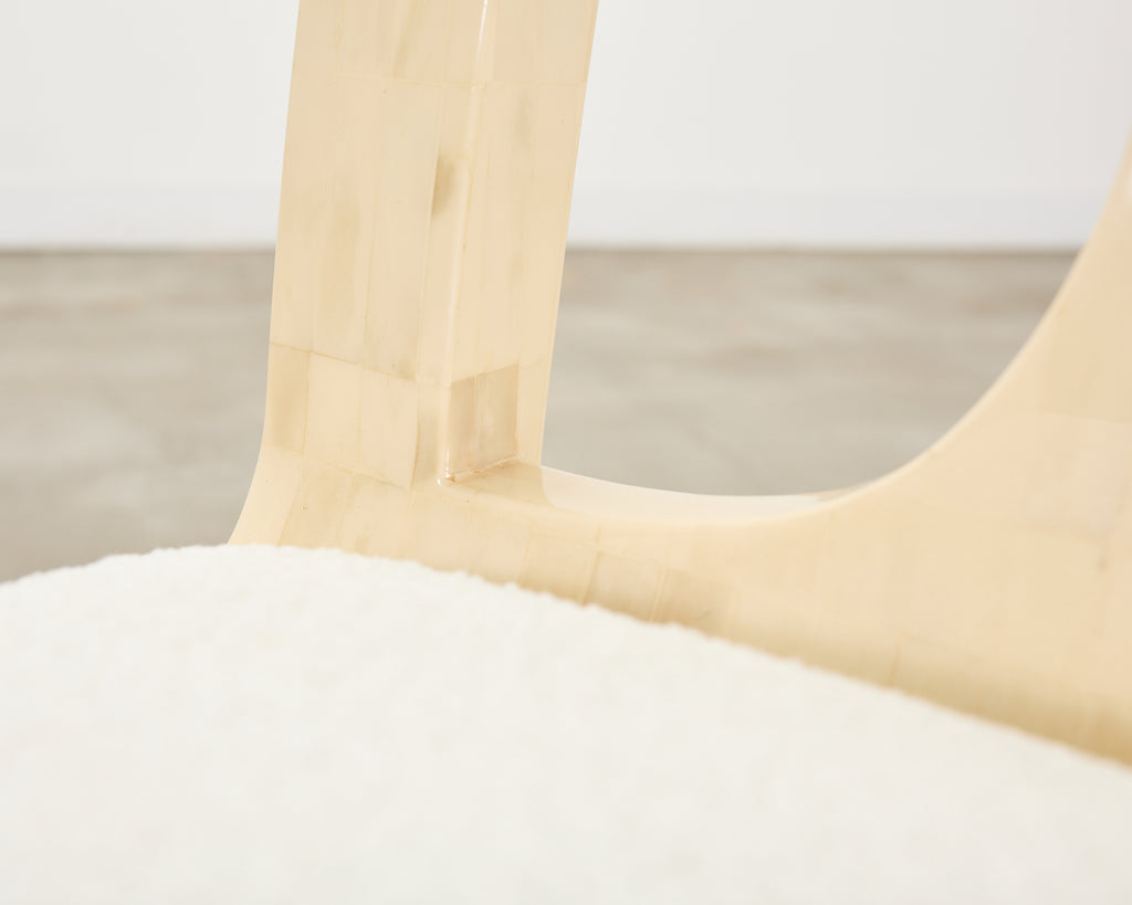 Enrique Garcel Colombian Tessellated Bone Chair with Bouclé