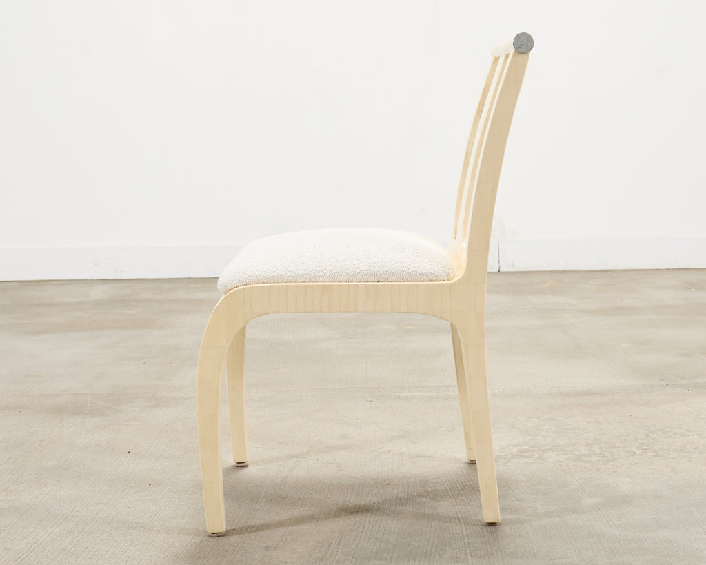 Enrique Garcel Colombian Tessellated Bone Chair with Bouclé