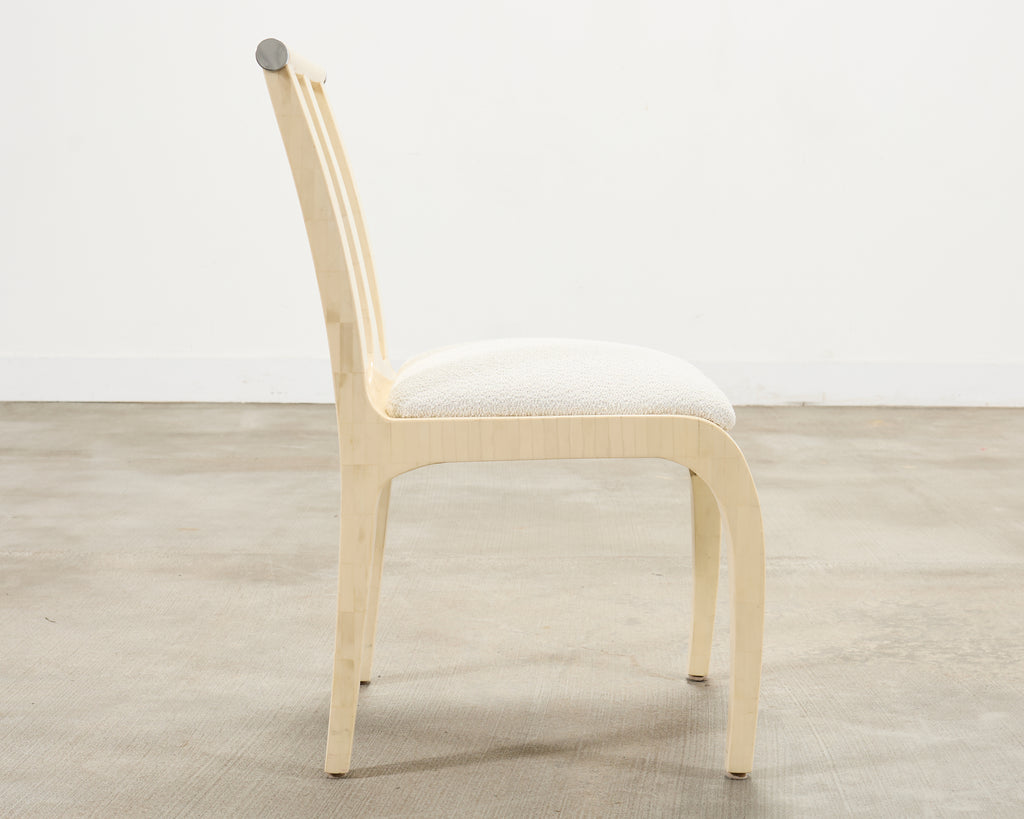 Enrique Garcel Colombian Tessellated Bone Chair with Bouclé
