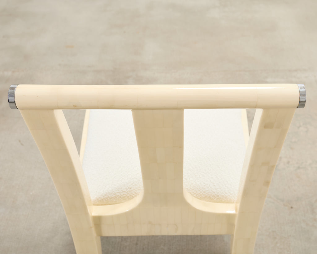 Enrique Garcel Colombian Tessellated Bone Chair with Bouclé