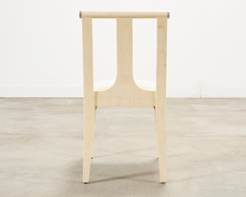 Enrique Garcel Colombian Tessellated Bone Chair with Bouclé