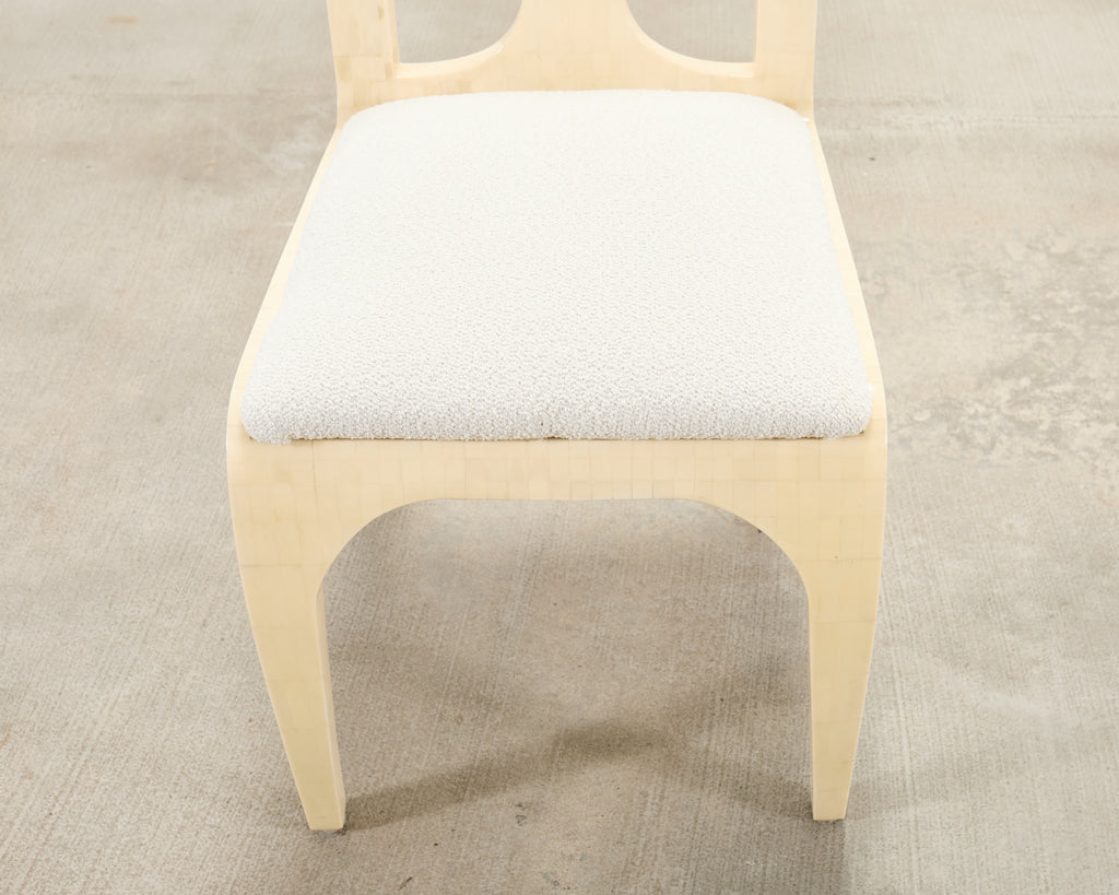 Enrique Garcel Colombian Tessellated Bone Chair with Bouclé