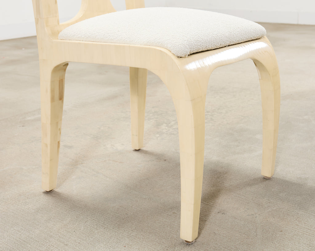 Enrique Garcel Colombian Tessellated Bone Chair with Bouclé