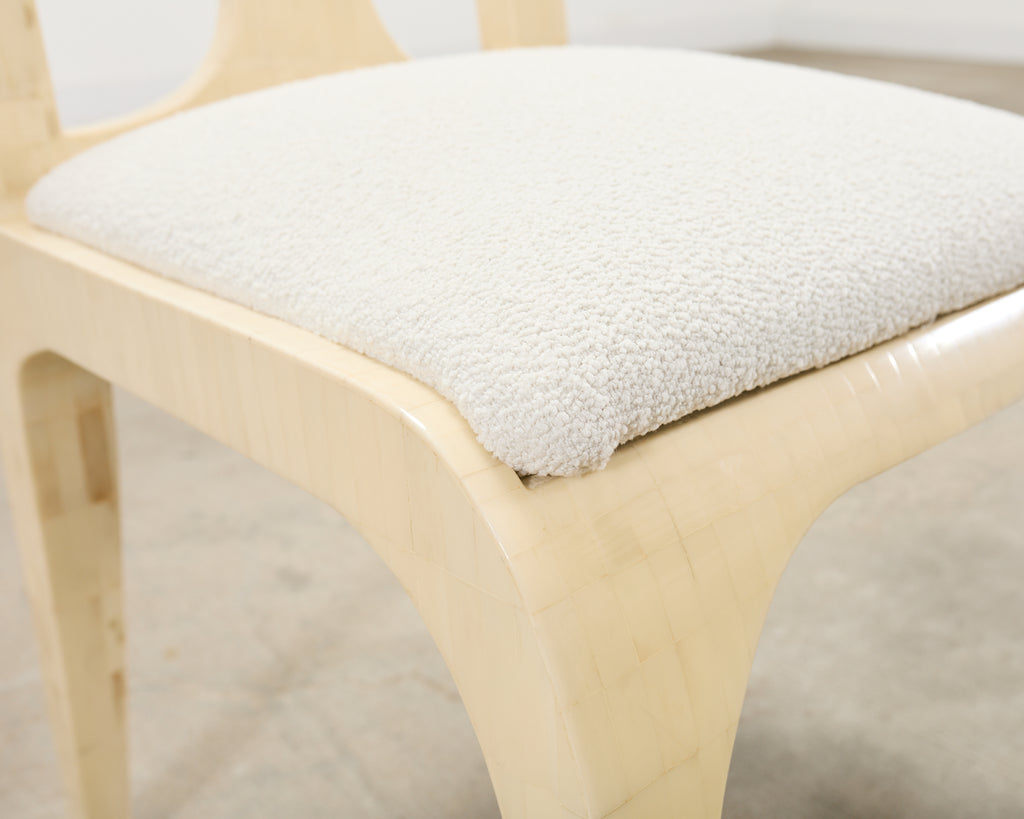 Enrique Garcel Colombian Tessellated Bone Chair with Bouclé