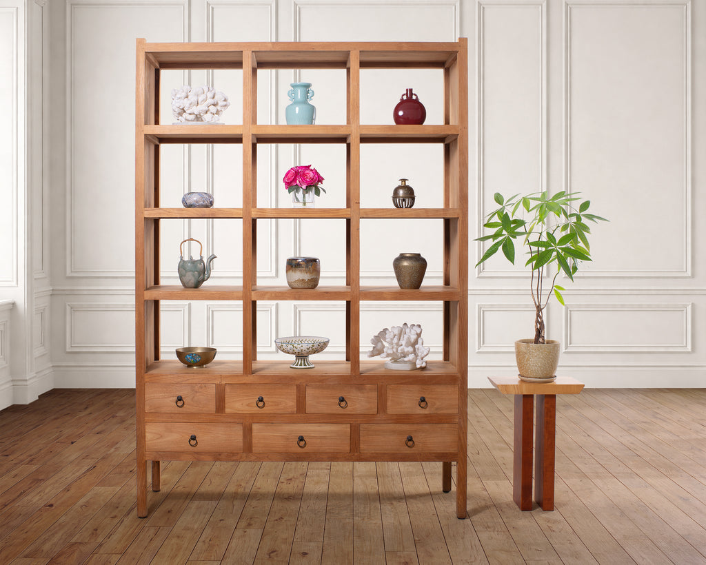 20th Century Teak Twelve-Compartment Étagère Display Cabinet
