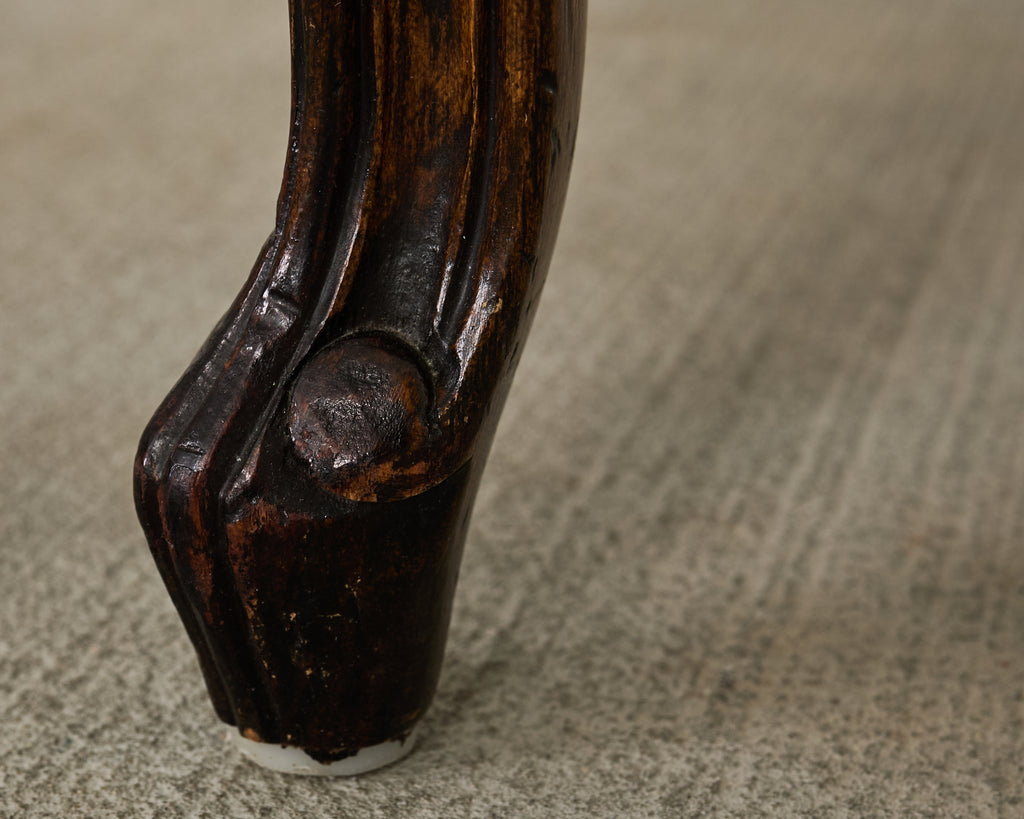 Pair of Country French Provincial Walnut Botanical Wingback Chairs