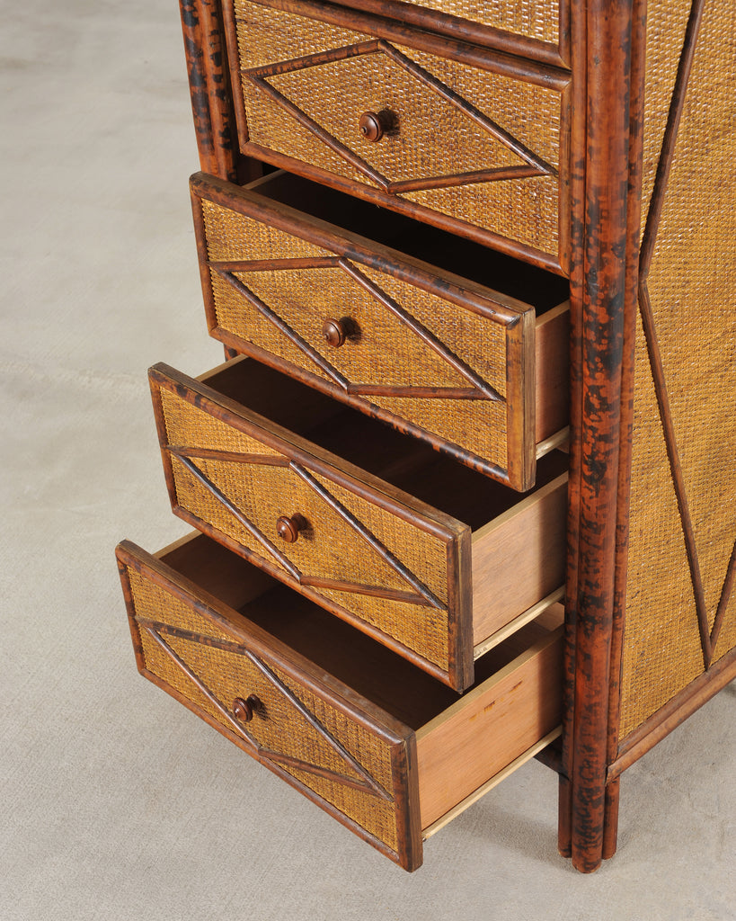 Carrie Bradshaw's English Aesthetic Bamboo Rattan Chest Dresser