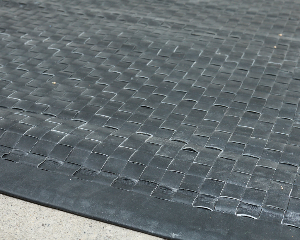 Palace Size Modern Woven Leather Strap Area Rug Carpet