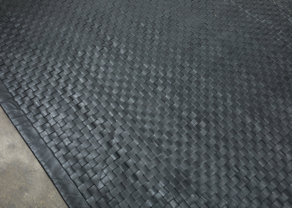 Palace Size Modern Woven Leather Strap Area Rug Carpet