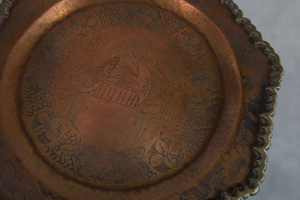 Mid-Century Brass Faux-Bamboo Pedestal Martini Drink Table