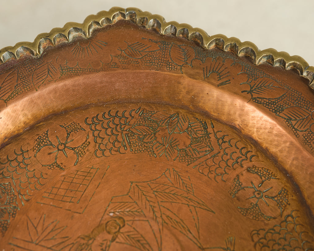 Mid-Century Brass Faux-Bamboo Pedestal Martini Drink Table