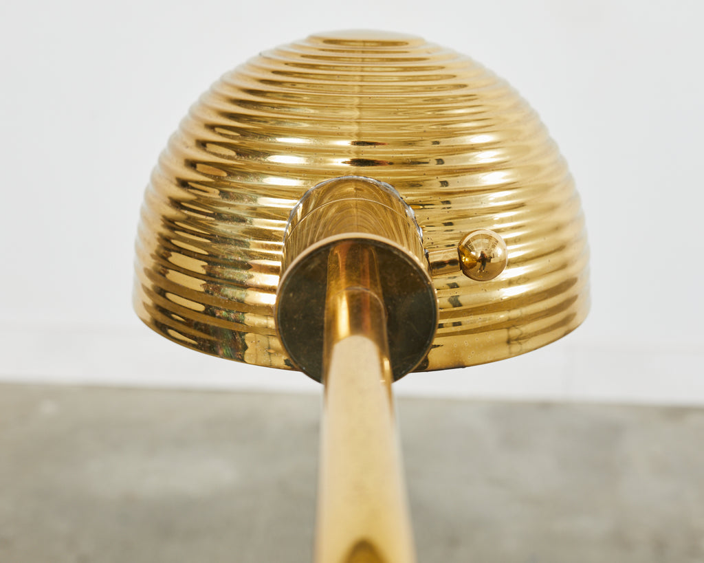 Art Deco Style Polished Brass Task Floor Lamp