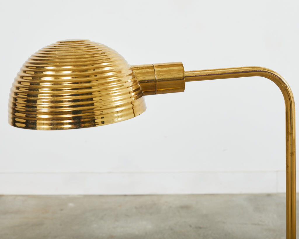 Art Deco Style Polished Brass Task Floor Lamp