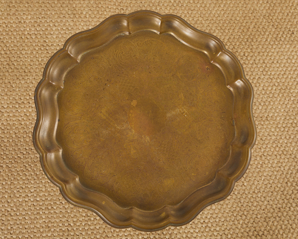 English Georgian Style Brass Tray Tilt-Top Tripod Drinks Table