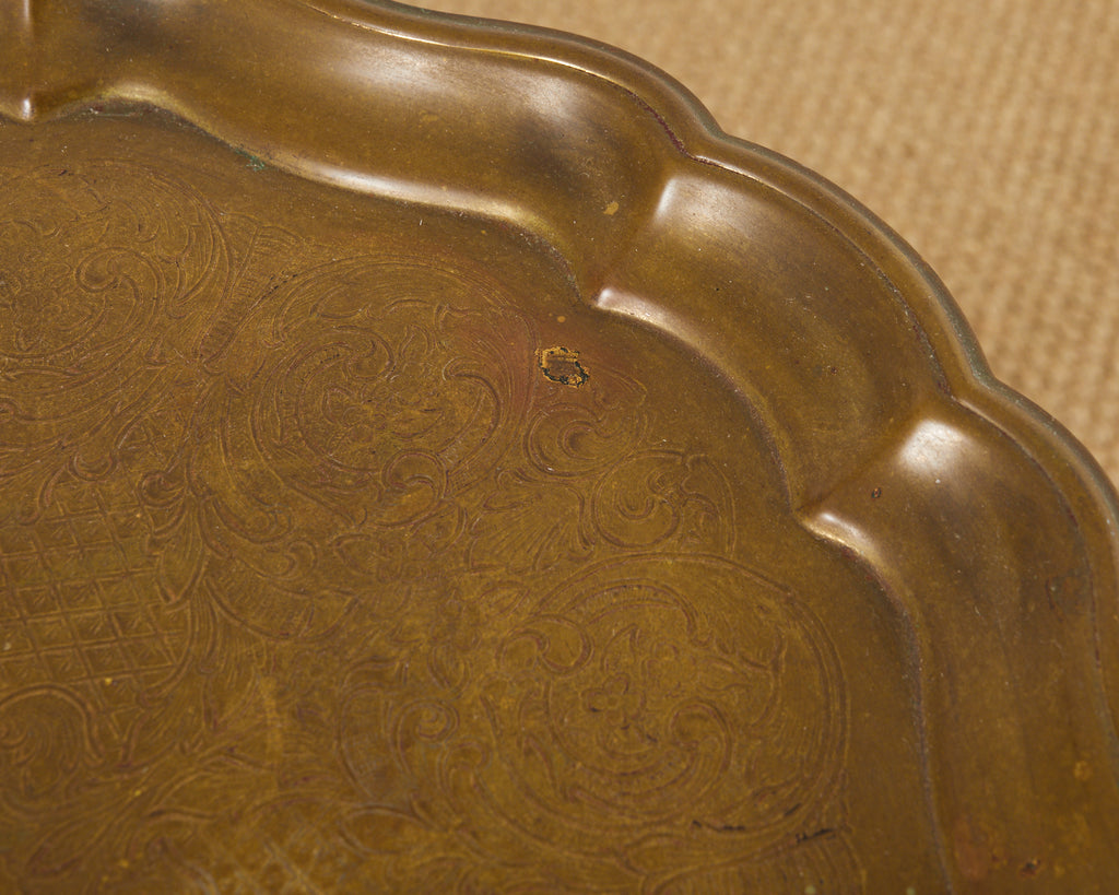 English Georgian Style Brass Tray Tilt-Top Tripod Drinks Table