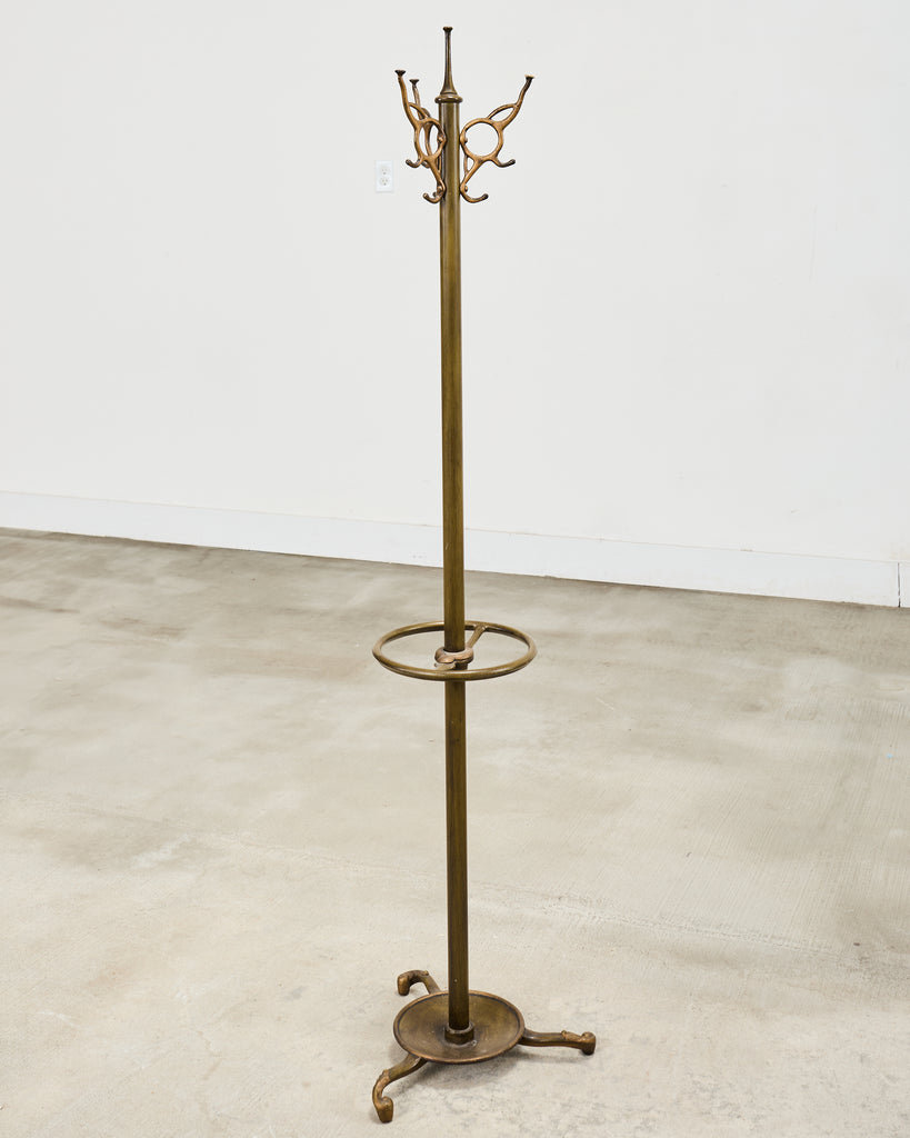 French Art Nouveau Bronzed Iron Coat Rack Umbrella Stand