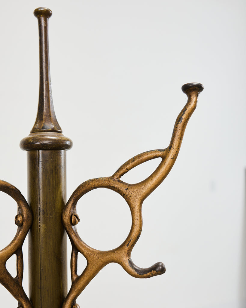 French Art Nouveau Bronzed Iron Coat Rack Umbrella Stand