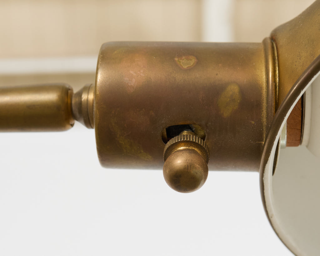 Midcentury Patinated Brass Adjustable Pharmacy Floor Lamp