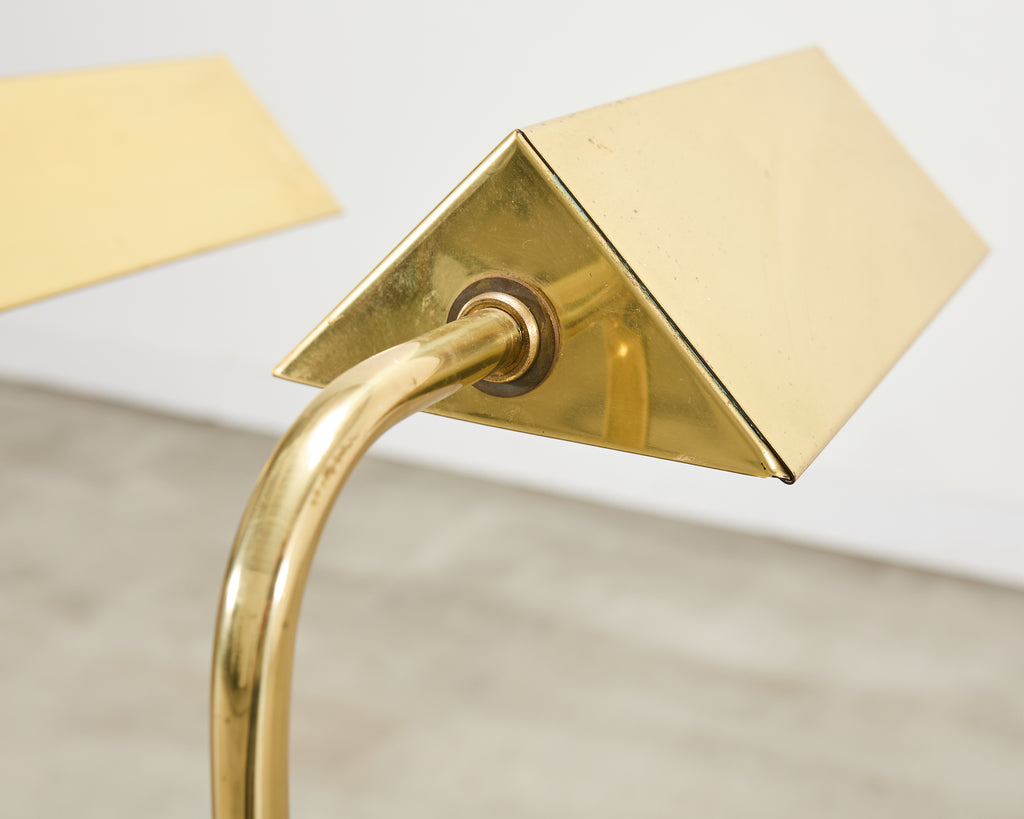 Pair of Mid-Century Brass Adjustable Pharmacy Floor Lamps